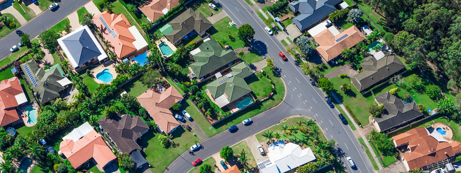 Aerial view of suburban houses