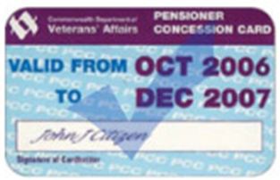 Department of veterans affairs pensioner concession card