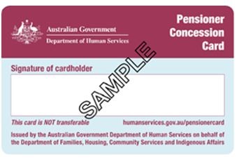Centrelink pensioner concession card