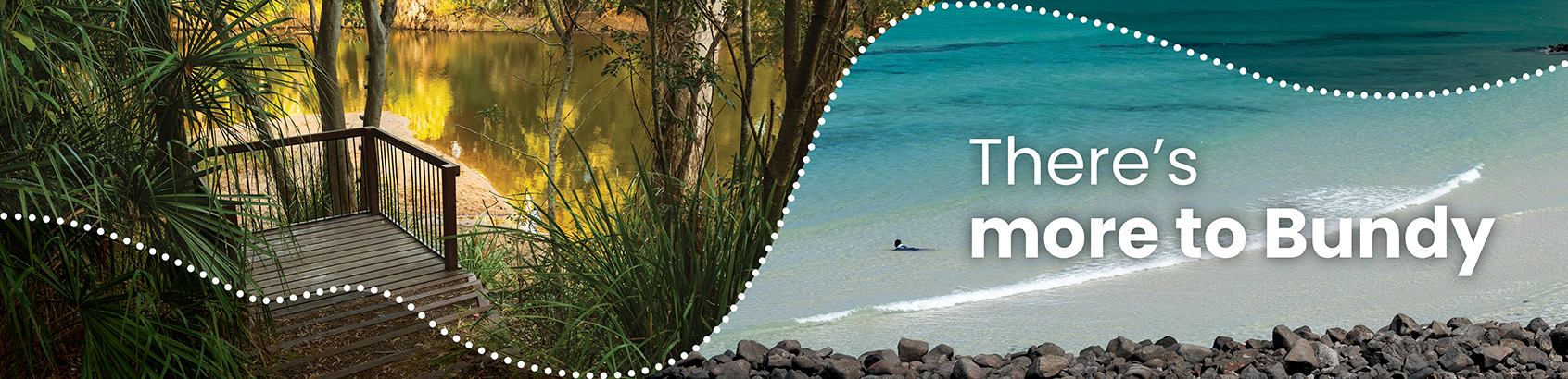 A banner displaying the Bundaberg coast with the text Theres more to Bundy on it.